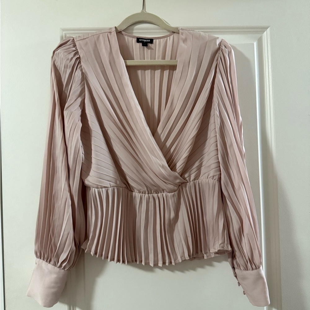 Express Blush Pink Pleated Blouse